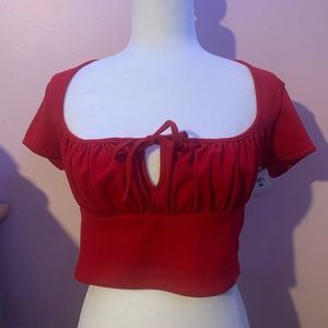 Pretty Little Thing Red Tie Crop Top